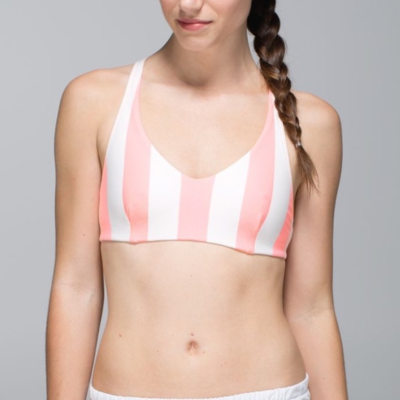 lululemon athletica Tops - LULULEMON Arise Pink Stripe Sports Bra NWT 1296